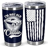 AXIARA Birthday Gifts for Men - Im Not Old Im Classic 20 oz Stainless Steel Insulated Coffee Tumbler with Lid - 40th, 50th, 60th, and 70th Birthday Gift for Him Husband Grandpa Dad from Daughter Son