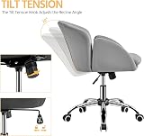 Yaheetech Velvet Computer Chair Light Gray with Armrests Multi Tilt 136kg view 4