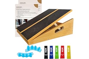 Elite Athletics Wooden Slant Board – Adjustable Incline Calf Stretcher & Squat Board for Ankle, Heel, Foot, Knee & Toe Rehab 