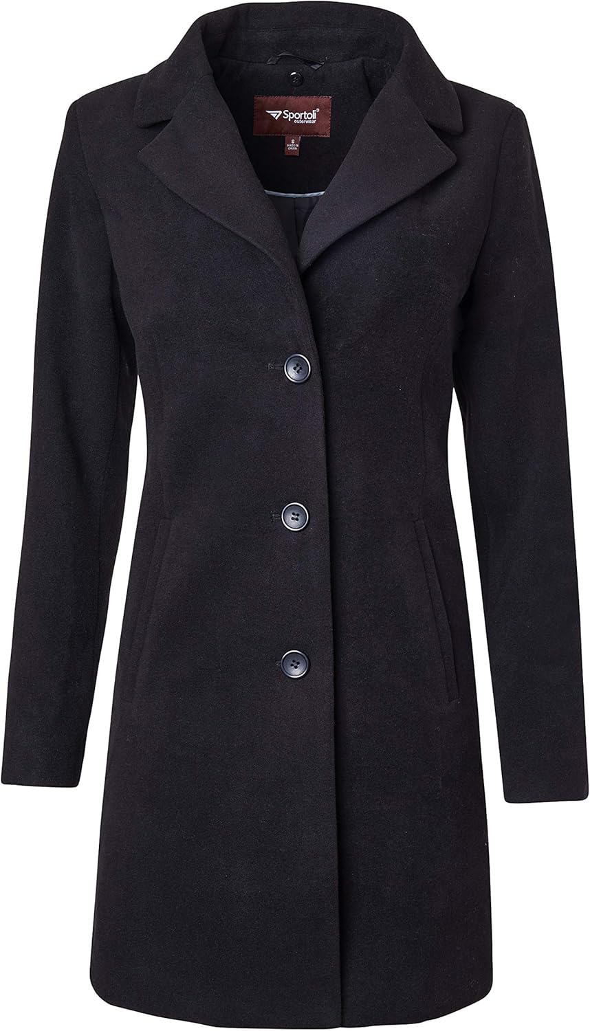 Sportoli Coats for Women Faux Wool Single Breasted Winter Jacket with Detachable Fur: Clothing