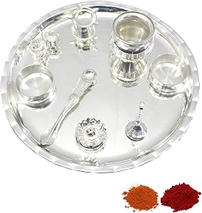 Indian Traditional Decorative Pooja thali Beautiful Lakshmi Festival Ethnic Gift for her/Kankavati/Diwali/Indian Handicraft/Home/Temple/Office/Wedding Gift/Bulk Gift. GS01