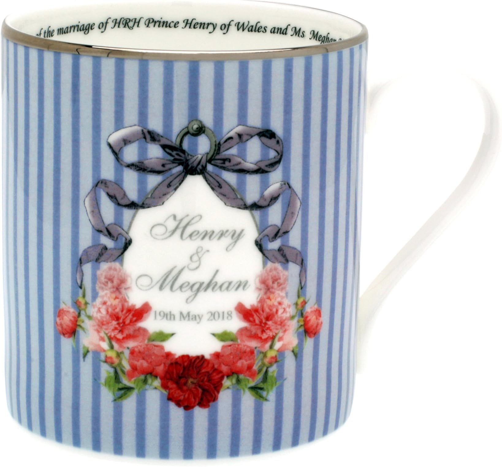 Halcyon Days H.R.H. Prince Harry & Meghan Markle Royal Wedding 19th May 2018 - The Royal Wedding Collection : Wedding Ribbons Fine Bone English China Mug