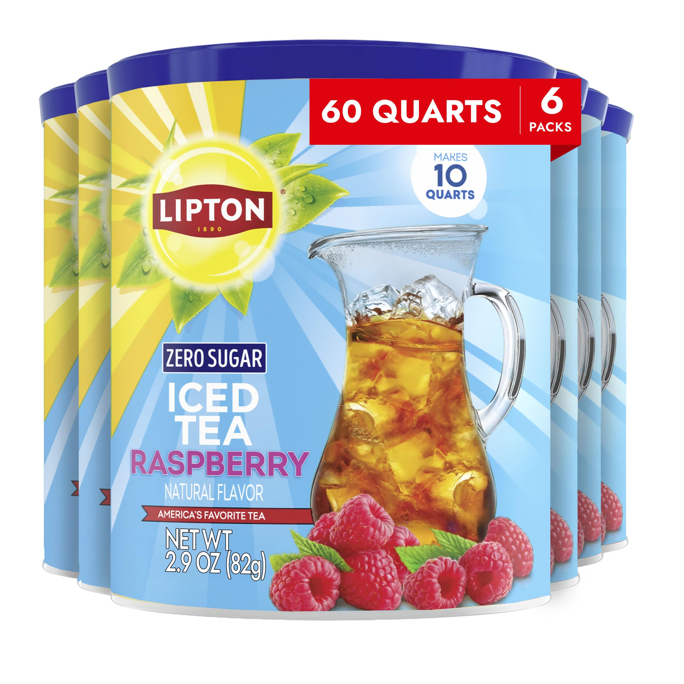 Lipton Zero Sugar Iced Tea Mix, Raspberry Flavor Black Tea, Pack