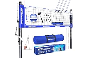 Haokelball Volleyball Net for Backyard Outdoor Portable Volleyball Net Set with Volleyball Antennas, Aluminum Poles, Tension Adjuster and Volleyball