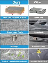 JUPELI 50L Under Bed Storage Box with Lid, PP Liner, Reinforced Zips view 5