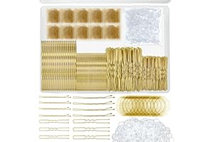 510PCS Blonde Bobby Pins Hair Pins Kit with Hair Net, YINGFENG Includes 100 Bobby Pins for Women, 100 U Shaped Buns Hair Clips, 300 Hair Bands and 10 Blonde Hair Nets, Dance competition must haves