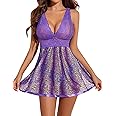 Avidlove Women Lingerie Lace Babydoll Strap Chemise Halter Teddy V Neck Mesh Nightgown