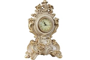 Touch of Class Oliviana Table Clock - Resin - Ivory, Gold - Victorian Style - Acanthus Leaves - Vintage Decor for Bedroom, Bathroom Shelf, Living Room, Mantel, Entryway, Foyer