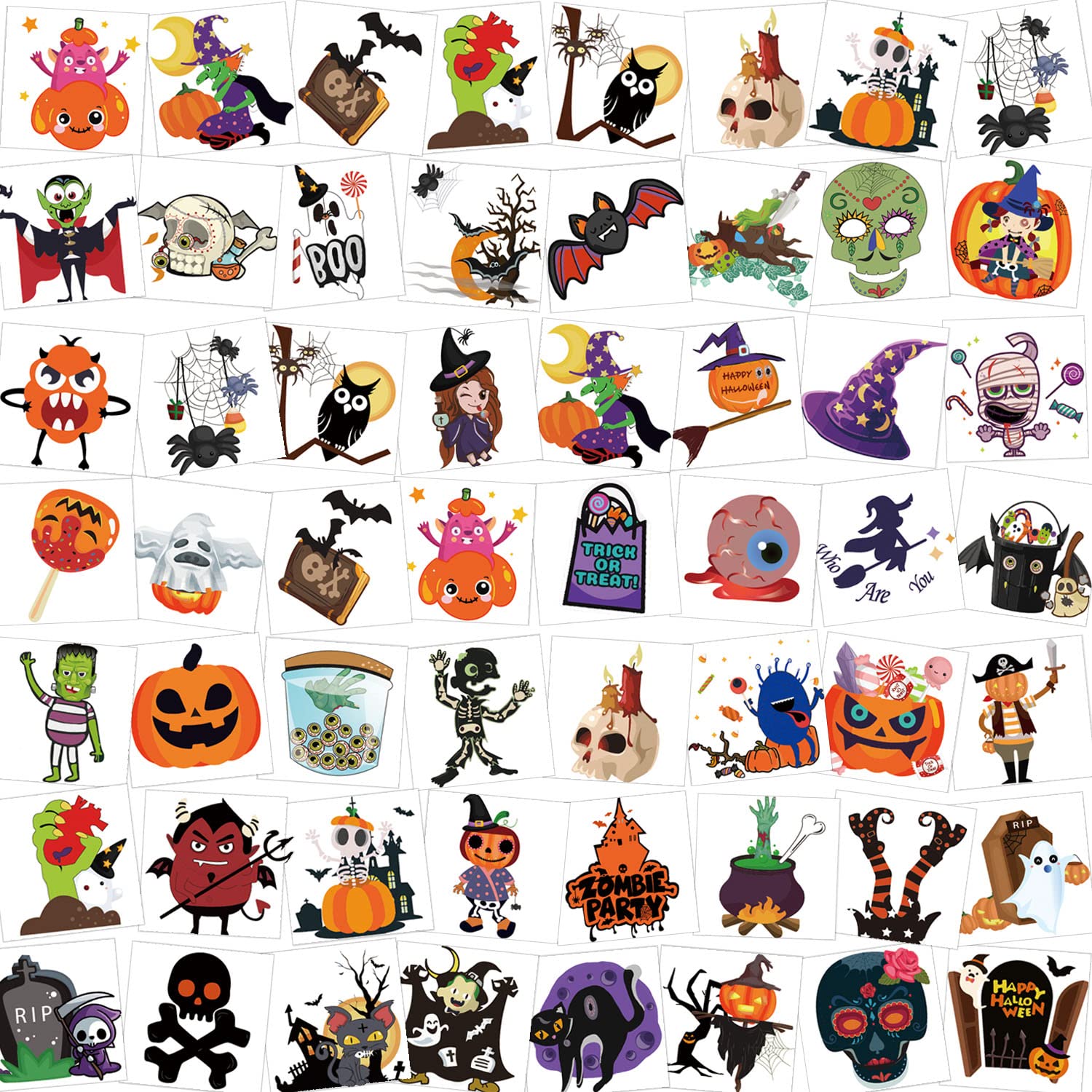 HOWAF Halloween Tattoos for Kids, 96pcs Temporary Tattoos Vampire Pumpkin Bat Ghost Transfer Tattoos Stickers for Girls Boys Halloween Party Bag Fillers Treats Gifts Party Favors