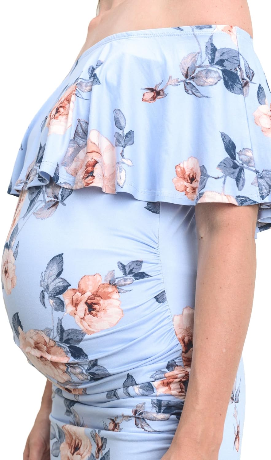 Hello MIZ Women's Floral Ruffle Off Shoulder Maternity Dress - Made in USA at  Women’s Clothing store
