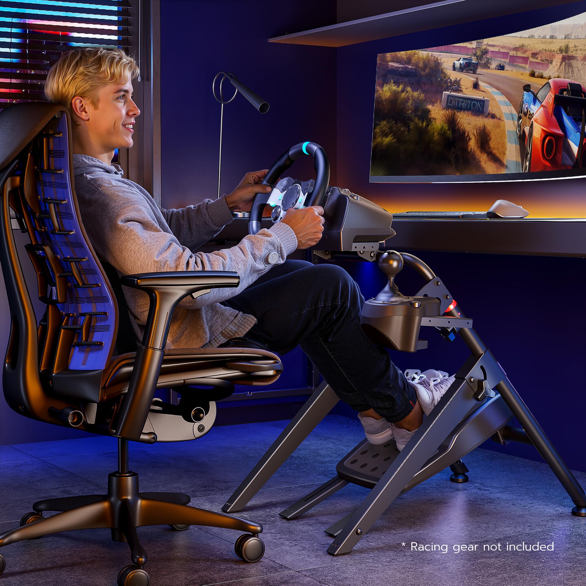 ARES WING Sim Racing Wheel Stand, Cabina de Simulador de Carreras Plegable, Cabina de Carreras de Fórmula y GT Sim Compatible con Fanatec, Thrustmaster, Logitech, Moza, Juegos de Carreras en PS5, PS4, Xbox y PC