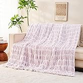Viviland Faux Fur Throw Blanket for Bed Couch Sofa - Soft Cozy Furry Warm Throw - Comfy Shaggy Blanket - Machine Washable - Light Pink Fuzzy Plush Throw - 50"× 60"