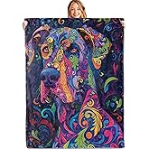 MIEPOS Colorful Dog Art Throw Blanket, 50x60in, Soft, Lightweight Flannel,Vibrant Swirly Great Dane Blankets, Gifts for Pet Owners, for Farmhouse Country Home Living Room Decor