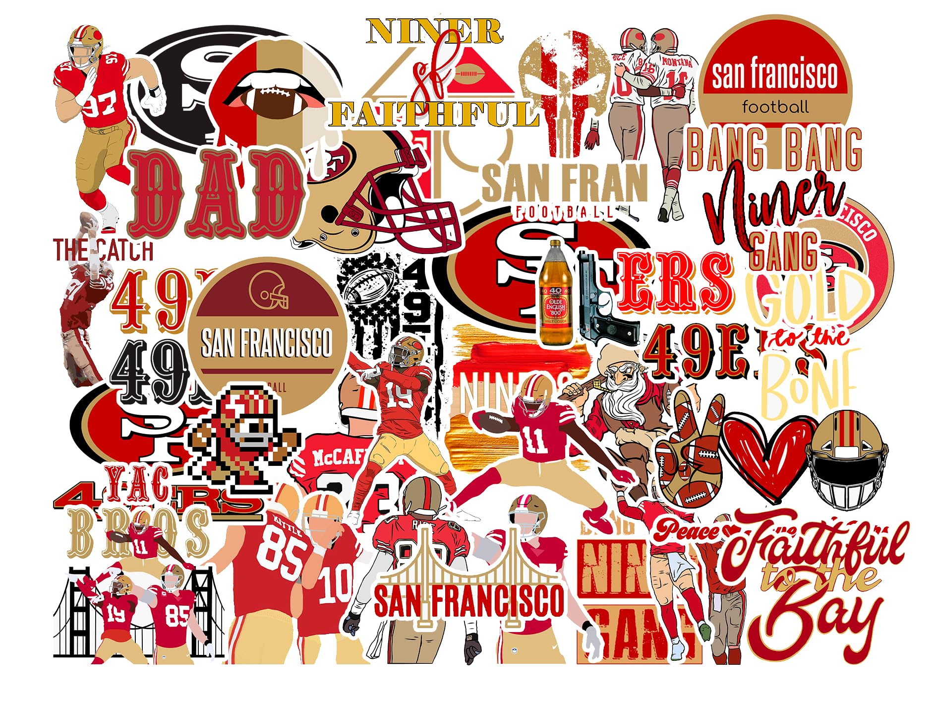 Photo 1 of 38 PCS of American Football Stickers for Water Bottle, Laptop, Bicycle, Computer, Motorcycle, Travel Case, Car Decal Decoration Sticker