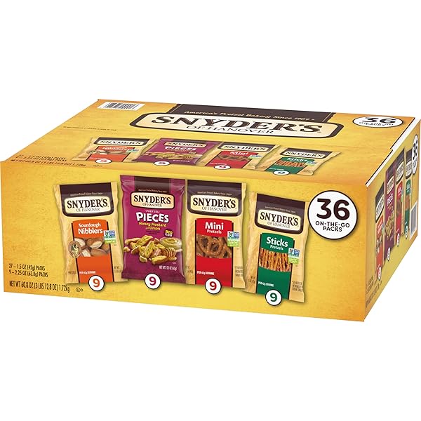 SNYDER’S OF HANOVER, VARIETY PACK PRETZELS, INDIVIDUAL PACKS, 4 FLAVORS, 36 CT (PACK OF 36)