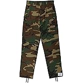 Woodland Camouflage Tactical BDU Pants Military Fatigues Army Cargo Everyday Camo Combat Trousers, Button Fly
