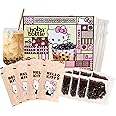 Hello Kitty Instant Boba Milk Tea Kit, Brown Sugar Flavor, with Taiwan Tapioca Pearls, Paper Straws Included (8 Servings)