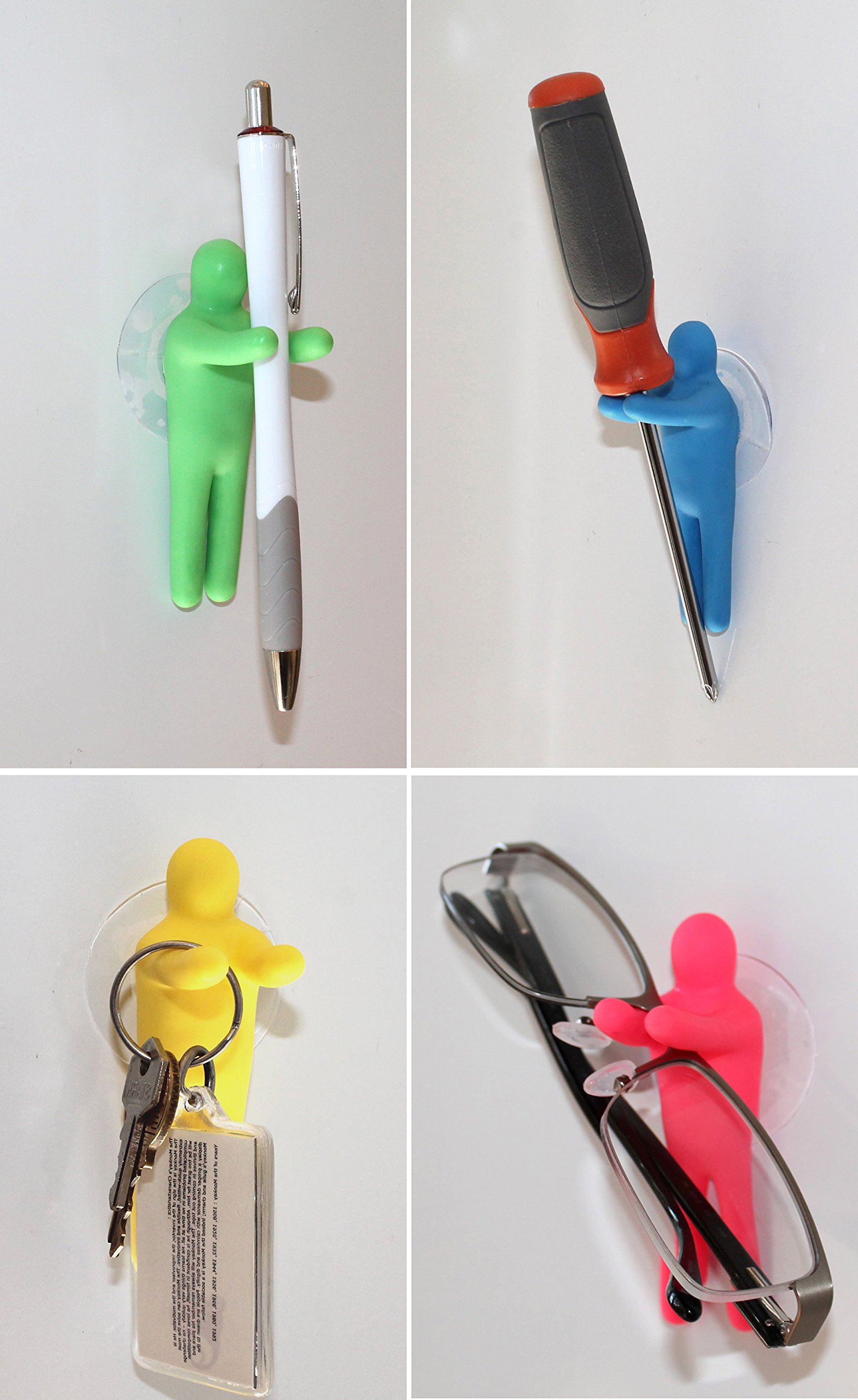 Lucore Colorful People Toothbrush Holder Utility Suction Hook Set of