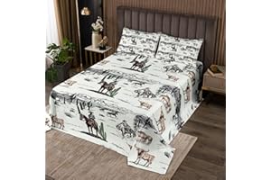 CASTLE FAIRY Western Cowboy Bedspread King Size,Vintage Southwest Style Comforter Set Desert Cactus Cow Horse Animals Bedding Quilt for Kids Boys Girls Adult Room Decor,Grey Brown White Coverlet Set 3Pcs