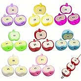 KUNHEHO 24Pcs Multicolor Acrylic Apple Shaped Loose Beads for DIY Crafts