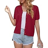 VIISHOW Short Sleeve Lightweight Summer Cardigan for Women, Button Down Open Front V Neck Crochet Knit Cropped Bolero Shrugs
