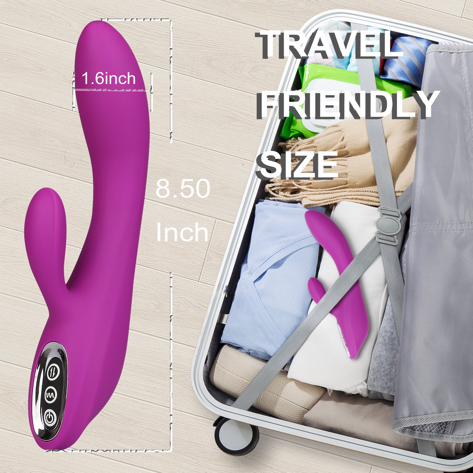 G-Spot Rabbit Vibrator, Clitoral Stimulator Waterproof Rechargeable Powerful Vibrating Dildo with 10 Vibration Modes Adult Sex Toys for Women Vagina Clitoris Stimulation(Purple)