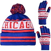 Vintage Classic Skull Cap Beanie Hat Cuffed Winter Hat Knit Comes with Warm Gloves Gifts for Unisex Fans