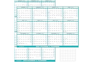 SODABOLL 32" x 48" 2026 Wall Calendar, Folded Wet & Dry Erase Wall Calendar 12 Month, Annual Yearly Planner Yearly Laminated Calendar 2026 Horizontal/Vertical, with Julian Dates