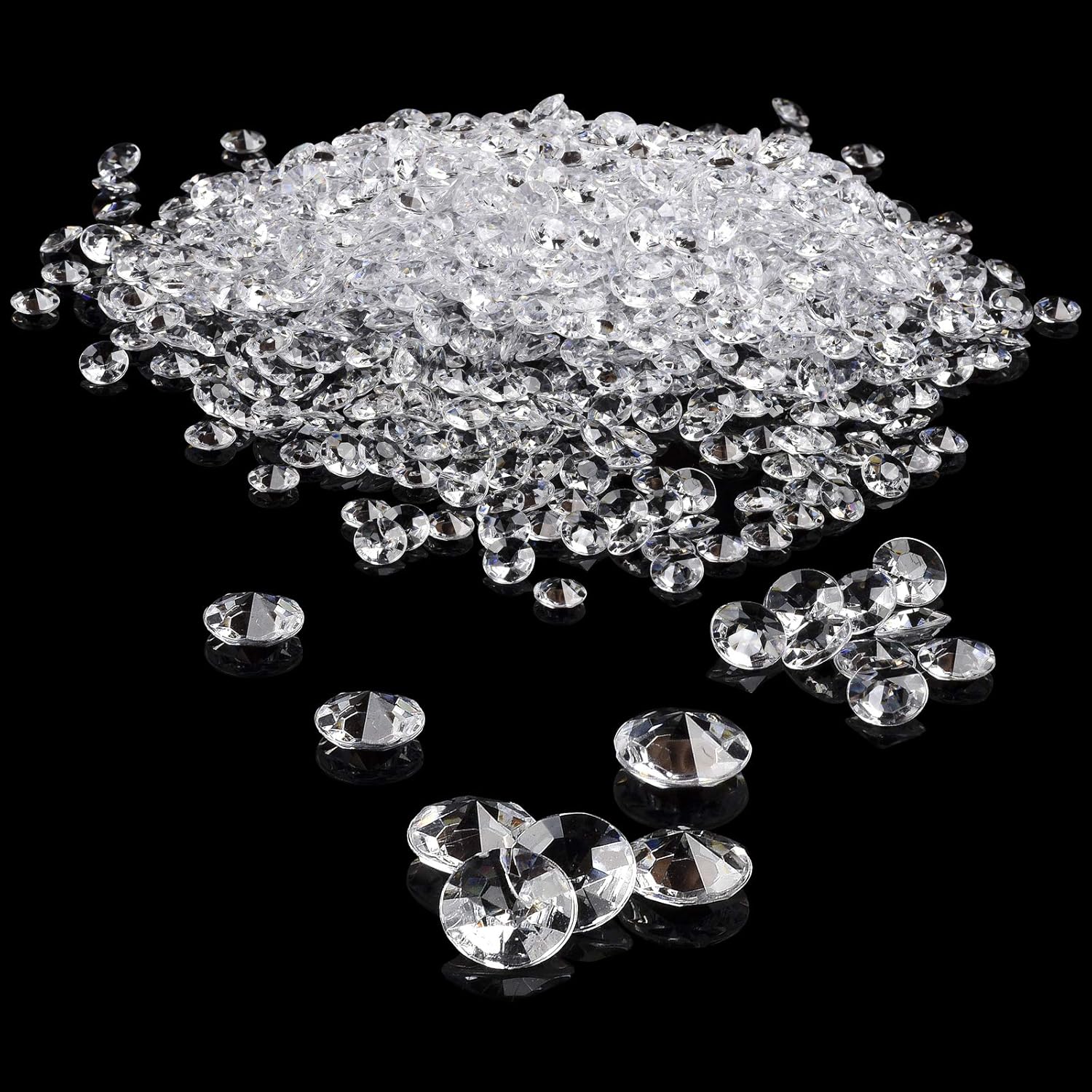 Vase Fillers - TeeLiy 1000pcs Clear 0.4inch Fake Plastic Diamonds for Vase Fillers Table Scatters, Acrylic Crystals Diamond gems Beads for Craft Decoration Weddding Table Scattering Birthday Deco (Clear)