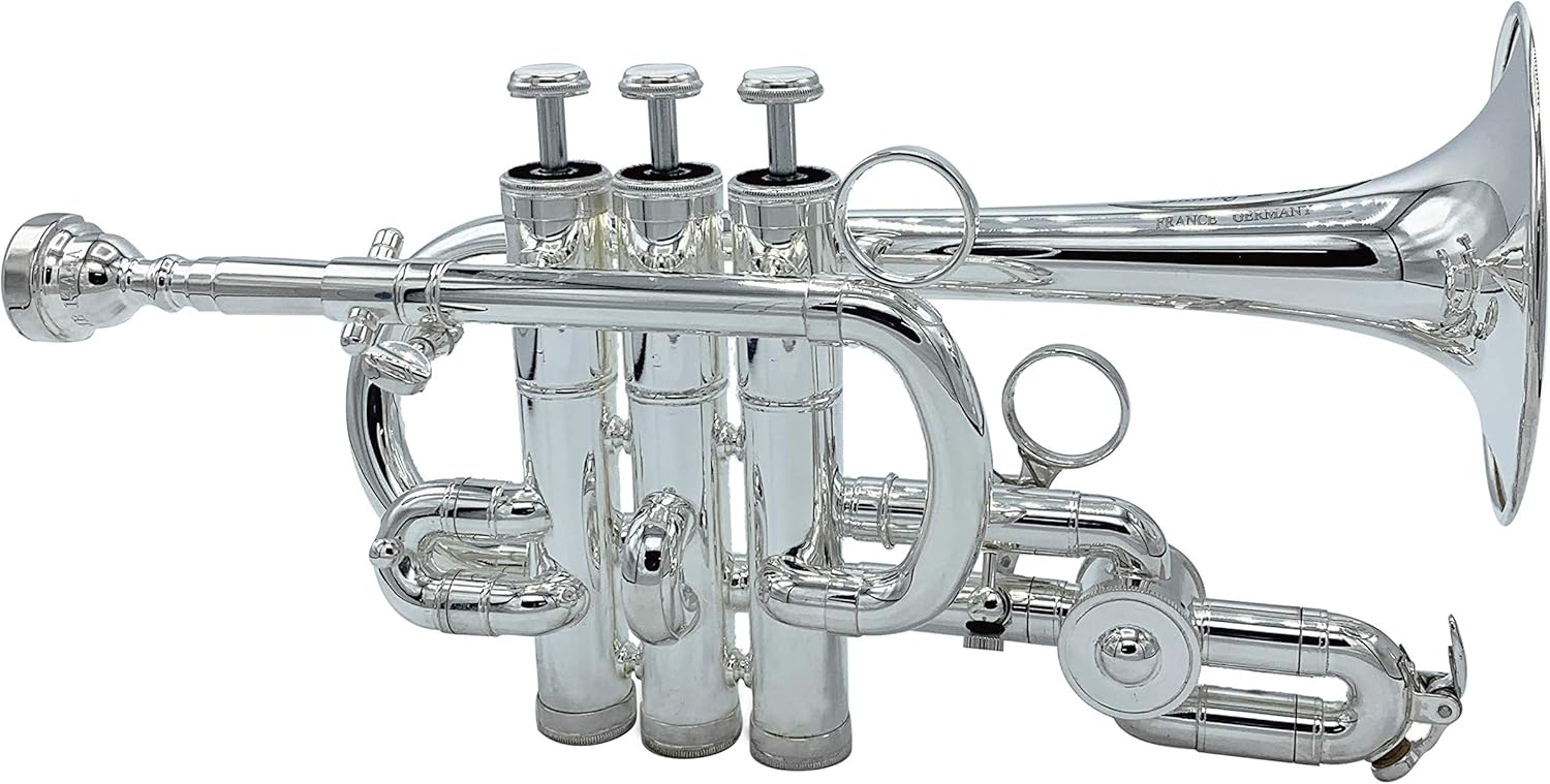 3 piston valves silver Bb/A Key Piccolo Trumpet with Hard