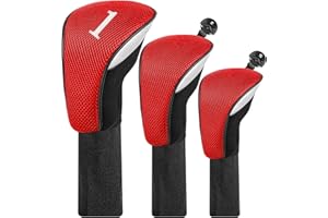 FINGER TEN Golf Club Head Covers for Woods - 3 Pack Set, Fits Driver, Fairway & Hybrid Clubs, with 1/3/5/7/X Interchangeable 