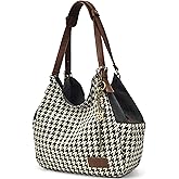 Worldlyda Women Canvas Hobo Purse Multi Pocket Tote Shopper Shoulder Bag Casual Top Handle handbag with Embroidery Ethnic