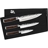 Shun Premier 3 Piece Starter Set | Includes 8" Chef, 4" Paring &amp; 6.5" Utility Knives, VG-MAX Core, Damascus Stainless Steel Cladding, Pakkawood Handle