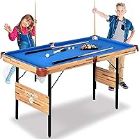 SereneLife Pool Table- Foldable & Portable Billiard Table- Very Sturdy, Includes Full Accessories- Pool Balls, Cue Sticks, Tr