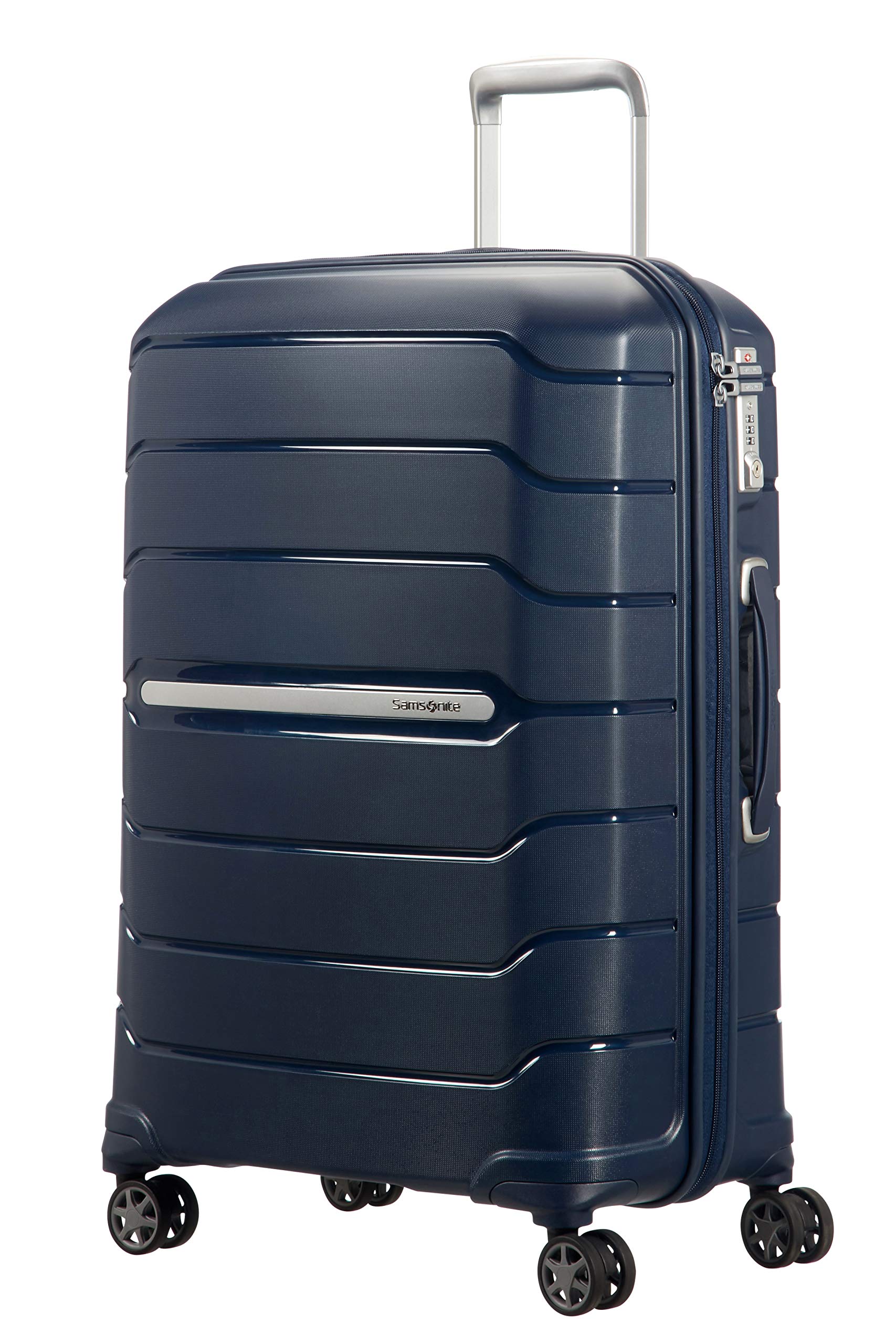 Samsonite Flux - Spinner M, Expandable Suitcase, 68 cm, 75/85 L, Navy Blue (Navy Blue)