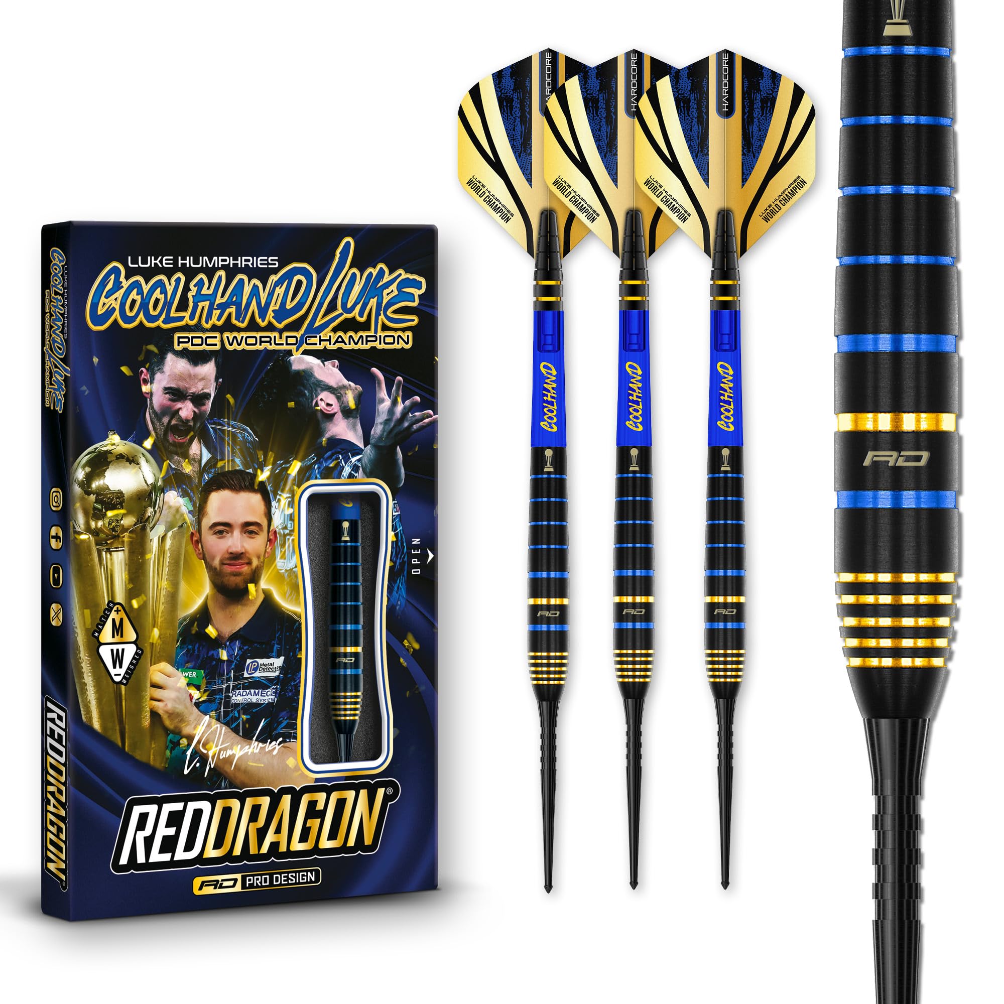 RED DRAGON Luke Humphries TX Series Premium Tungsten Darts Set with Flights and Stems (TX4, 24g)