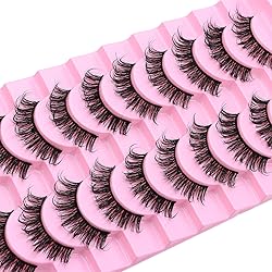 DSLONG 10 Pairs Wet Look Manga Lashes 3D Multi