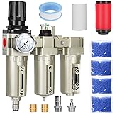 3/4" NPT Industrial Air Dryer for Compressor,3 Stage Air Compressor Water Separator System,Filter Oil Water Separator Dryer for Plasma Cutter and Paint Spray,Auto Drain