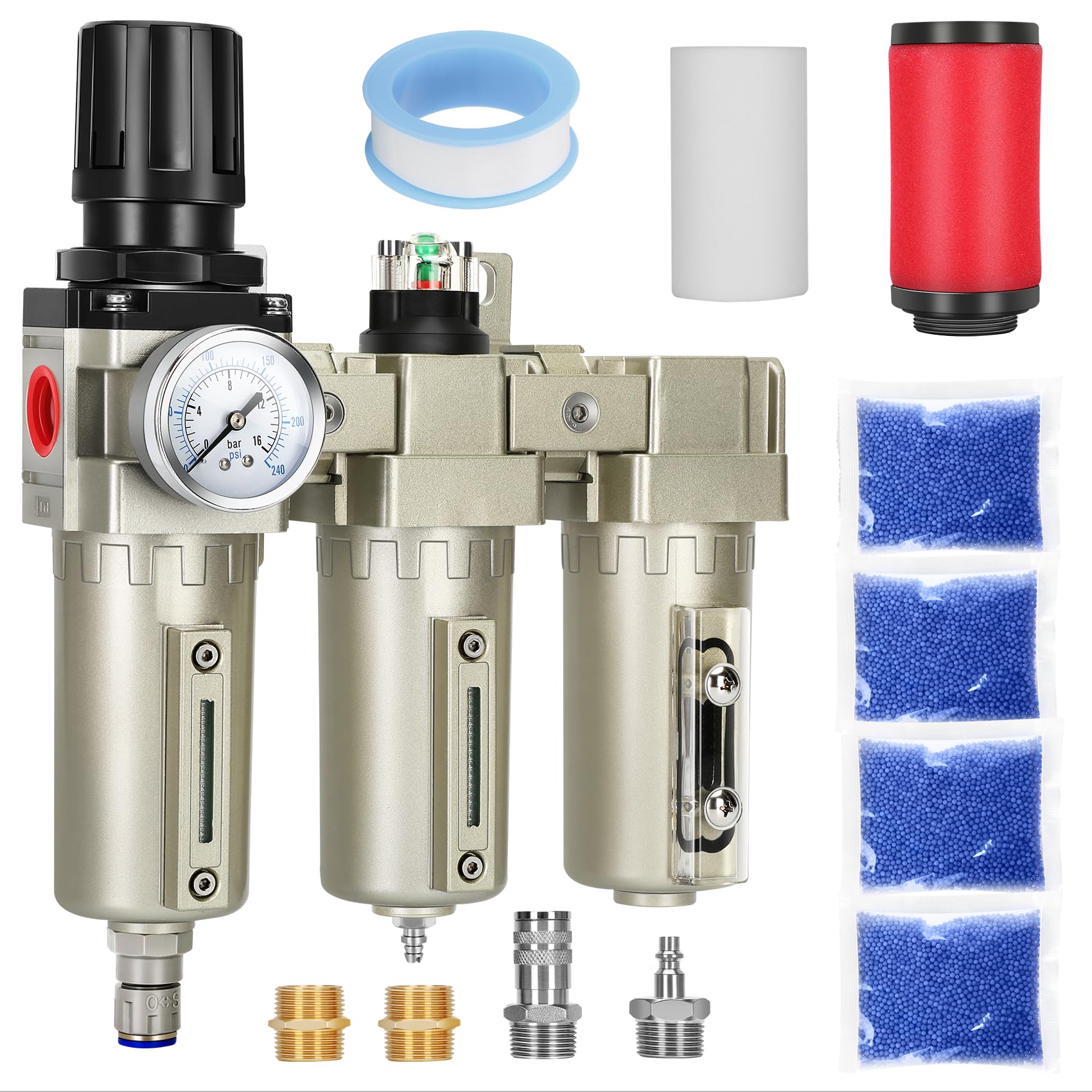 Photo 1 of 3/4" NPT Industrial Air Dryer for Compressor,3 Stage Air Compressor Water Separator System,Filter Oil Water Separator Dryer for Plasma Cutter and Paint Spray,Auto Drain