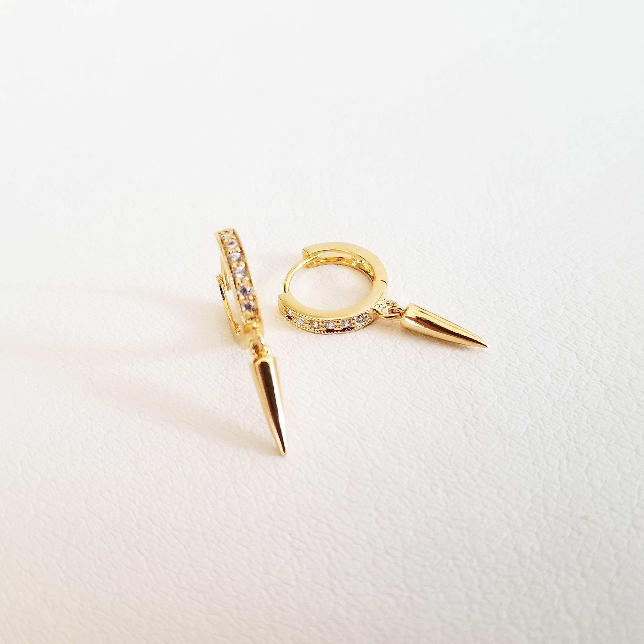 Spike Earrings, Small Huggie Hoop Earrings, Cubic Hoop Earrings, Tiny Gold Hoop Earrings, Spike Cubic Earrings, Dainty Hoops, ALEXA EARRINGS