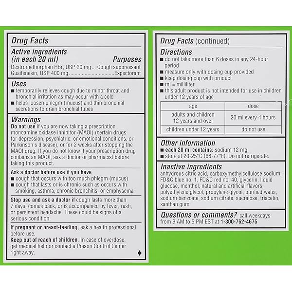 ROBITUSSIN ADULT MAXIMUM STRENGTH COUGH PLUS CHEST CONGESTION DM MAX, COUGH SUPPRESSANT AND EXPECTORANT, RASPBERRY FLAVOR, 8 FL OZ X 2