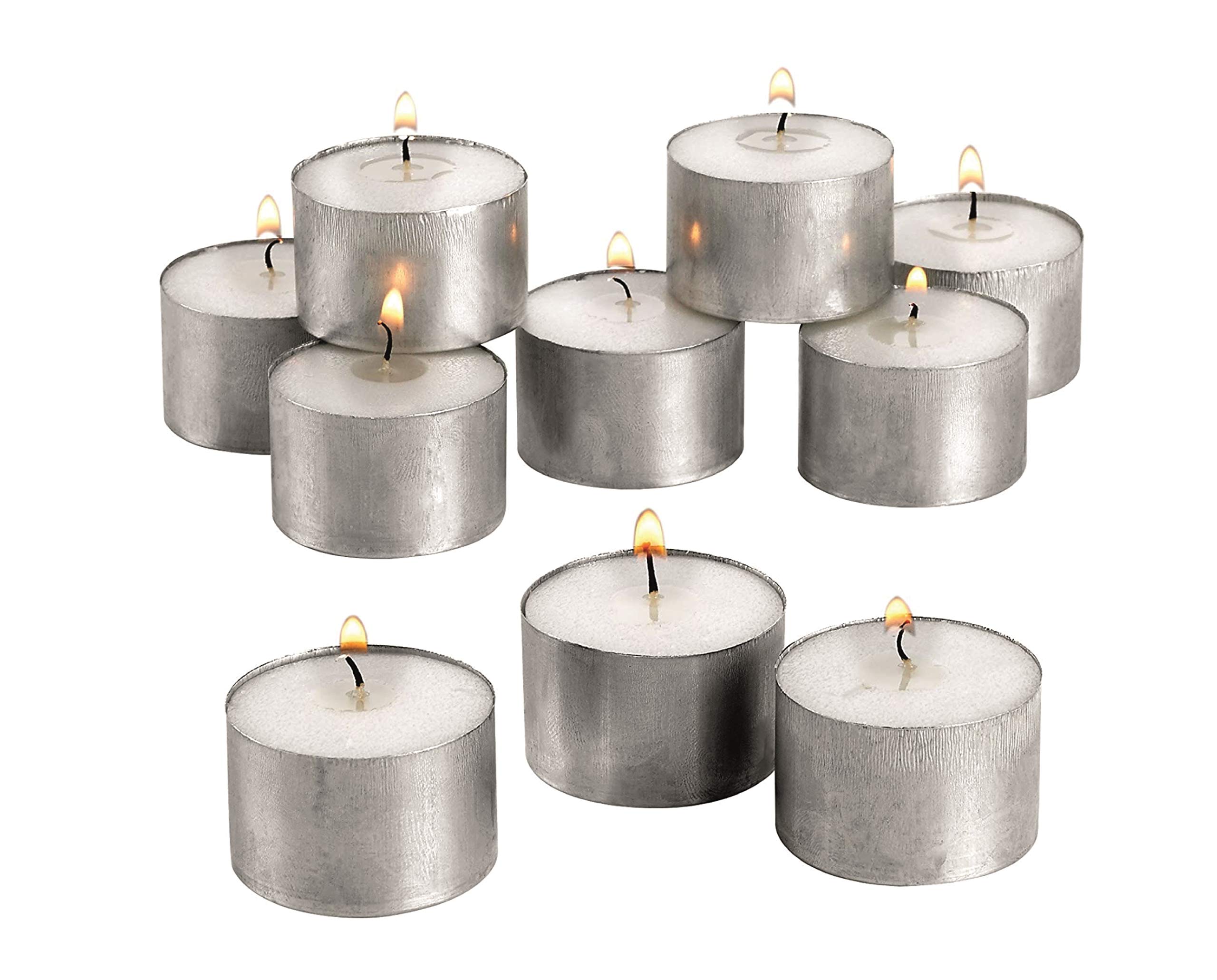 ZYBUX - Tea Lights Unscented Candles Pack with Metal Cups up to 8 Hours Burning White Candles for Indoor and Outdoor Used for Decorations, 3.7Cm x 2 cm - 20g (Pack of 50) โ image 1