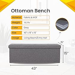 NEWBULIG Storage Ottoman Bench 43 Inches in Large