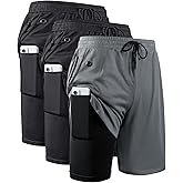 JWJ Men's 2 in 1 Workout Running Shorts 7 Inch Lightweight Athletic Gym Shorts with Compression Liner