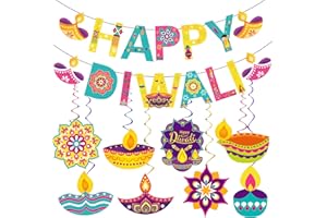MISS FANTASY Diwali Decorations Happy Diwali Banner Hanging Swirls Kit Decor Hanging Decorations Rangoli Diya Decors for House Home Office