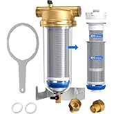 Waterdrop BG103 Mega Spin Down Sediment Filter, 500 + 200 Micron | Upgraded Reusable Backwash Whole House Water Filter System for City/Well Water, 1" MNPT + 3/4" FNPT, BPA Free
