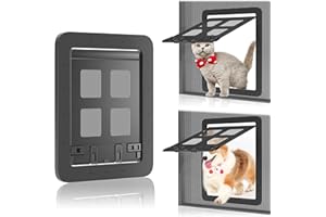 MIAOTONG Cat Screen Door, 2023 Upgrade Pet Screen Door, Dog Door for Screen Door with Magnetic Flap, 7 1/2" x 9 1/2", 4 Way Switch Control Access, Sturdy and Anti-Falling (Pets Up to 30Lb