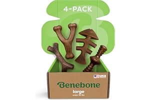Benebone Large 4-Pack Dog Chew Toys for Aggressive Chewers, Made in USA, 90lbs and Under