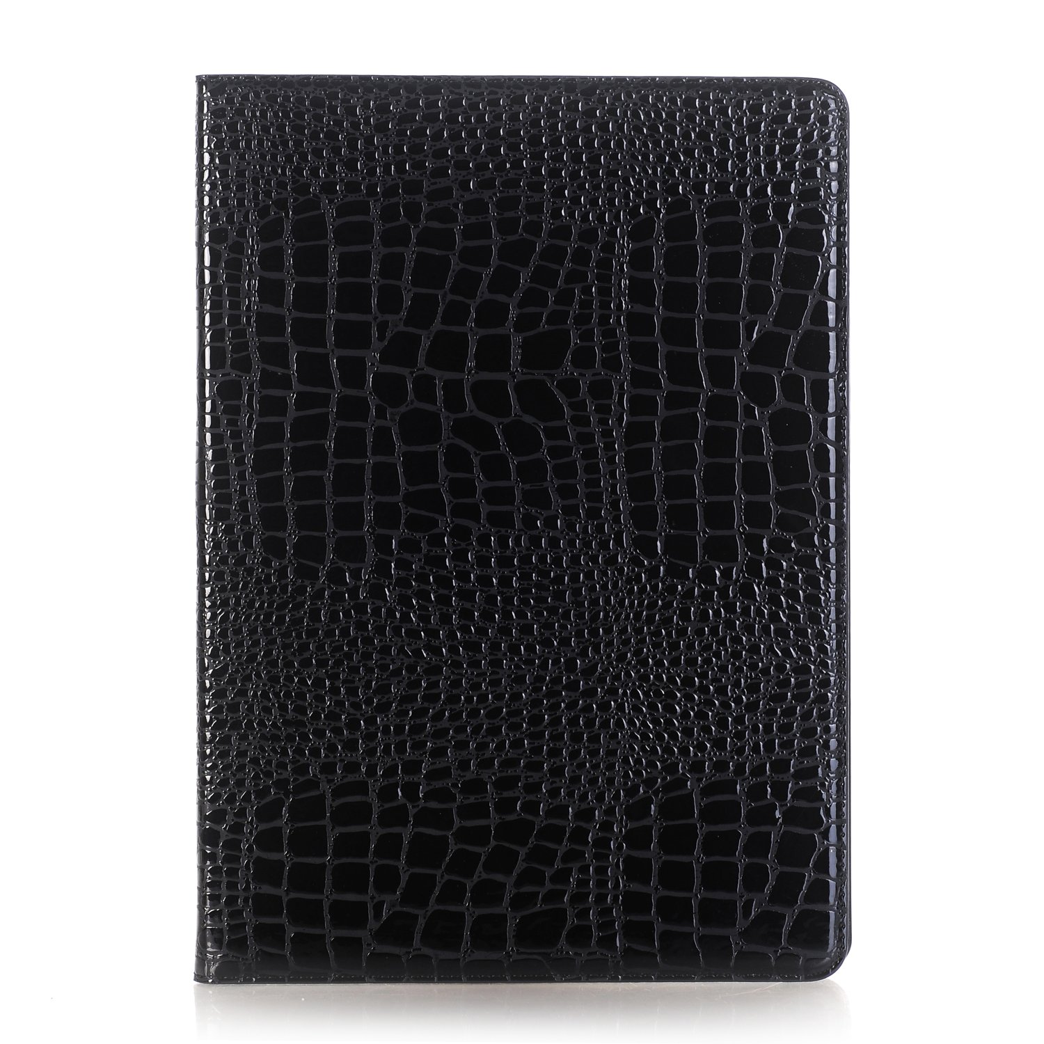 iPad Pro 1st 2nd (12.9 Inch) Case for Women, DMaos Synthetic Crocodile Leather Stand Folio Smart Cover, Auto Sleep/Wake, Document Card Holder - Black — image 1