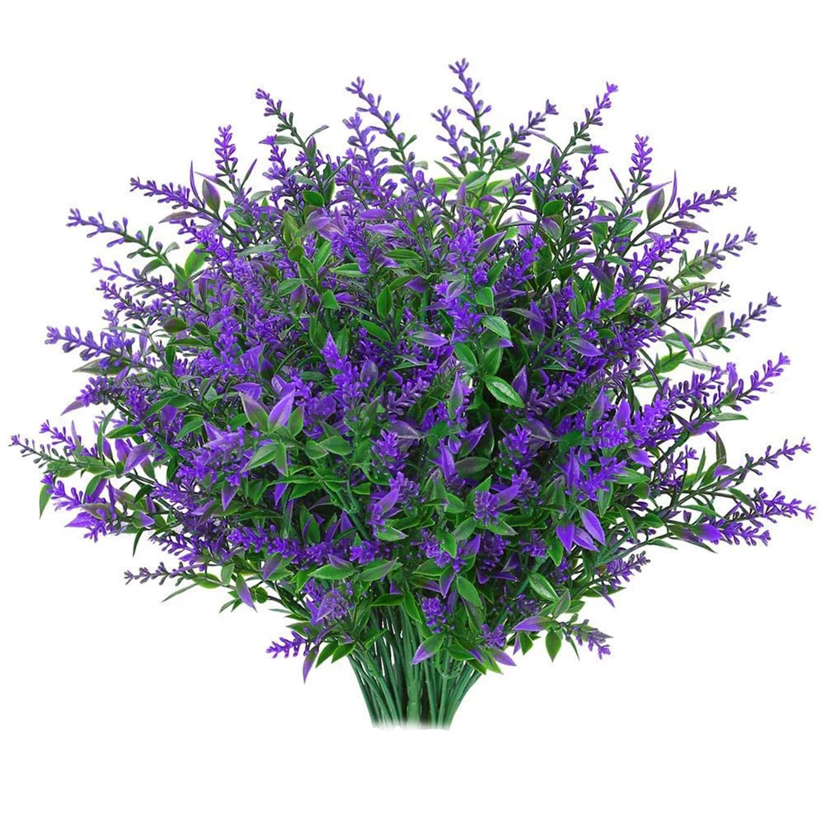 SenZee Artificial Lavender Flowers, 8 Bundles Fake Decorative Flowers Outdoor Artificial Lavender Plant Bouquet Plastic Faux Flower for Garden